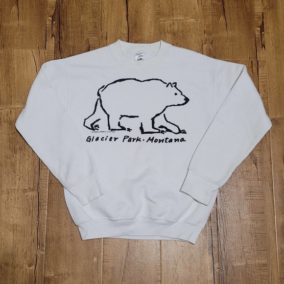 Vtg Fruit Of The Loom Glacier Park Montana Polar Bear Sweatshirt - Picture 2 of 7
